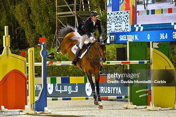 Nick of England, rider Big Star, Olympic champions Rio de Janeiro in 2016, during the CSIO Barcelona Furusiyya FEI Nations Cup Jumping Final First...