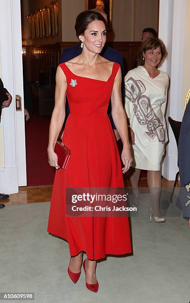 Catherine, Duchess of Cambridge attends a reception at Government House on Day 3 of a Royal Tour of Canada on September 27, 2016 in Victoria, Canada....