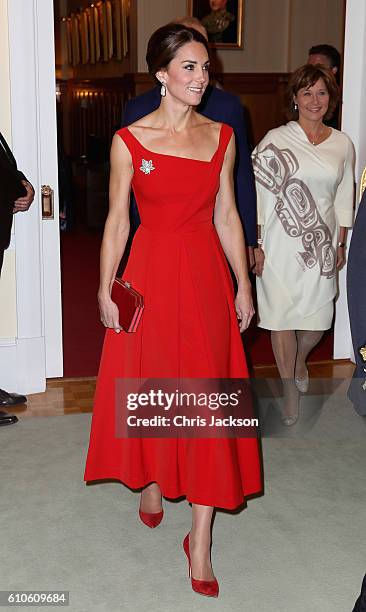 Catherine, Duchess of Cambridge attends a reception at Government House on Day 3 of a Royal Tour of Canada on September 27, 2016 in Victoria, Canada....