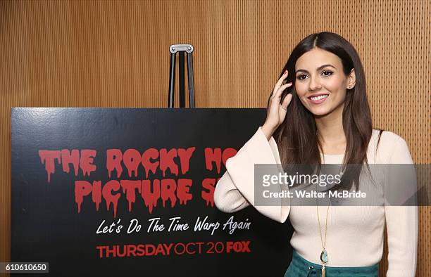 Victoria Justice attends the The Rocky Horror Picture Show: Let's do the Time Warp Again - Press Junket at Fox on September 26, 2016 in New York City.