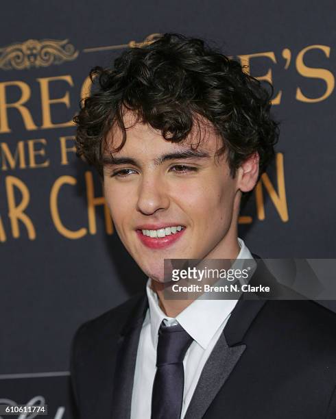 Actor Finlay MacMillan attends the "Miss Peregrine's Home for Peculiar Children" New York premiere held at Saks Fifth Avenue on September 26, 2016 in...