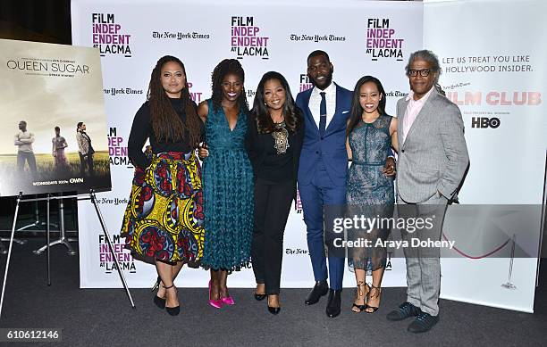 Ava DuVernay, Rutina Wesley, Oprah Winfrey, Kofi Siriboe, Dawn-Lyen Gardner and Elvis Mitchell attend Film Independent at LACMA - An Evening With Ava...