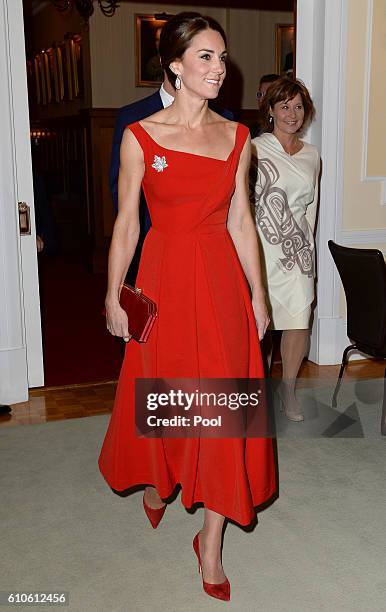 Catherine Duchess of Cambridge attends a Goverment of British Columbia reception at Government House on September 26, 2016 in Victoria, Canada.