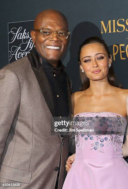 Actors Samuel L. Jackson and Ella Purnell attend the "Miss Peregrine's Home For Peculiar Children" New York premiere at Saks Fifth Avenue on...