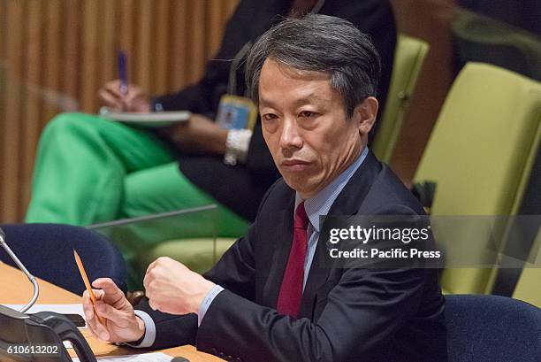 Under-Secretary for Disarmament Affairs Kim Won-soo listens to a speaker while attending the session. On the final day of the 71st United Nations...