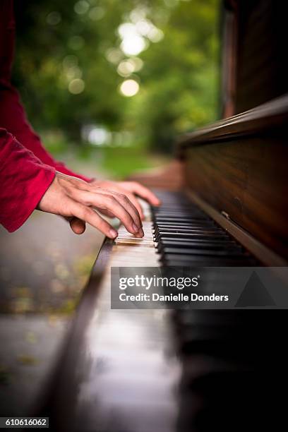 piano in the park in a gazebo in manotick - danielle donders stock pictures, royalty-free photos & images