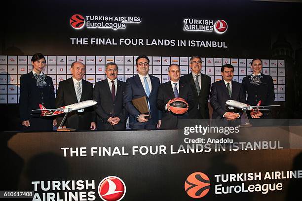 Turkish Youth and Sports Minister Akif Cagatay Kilic , Euroleague Basketball Company President Jordi Bertomeu , Turkish Airlines Chairman of the...