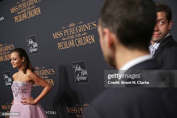 Actress Ella Purnell attends the "Miss Peregrine's Home for Peculiar Children" New York premiere held at Saks Fifth Avenue on September 26, 2016 in...