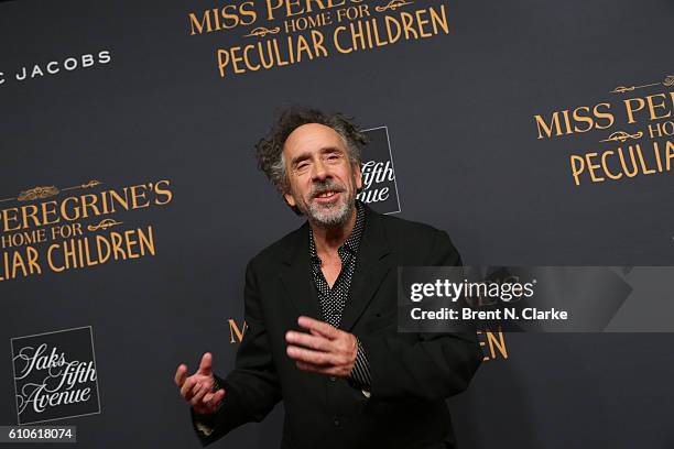 Director Tim Burton attends the "Miss Peregrine's Home for Peculiar Children" New York premiere held at Saks Fifth Avenue on September 26, 2016 in...