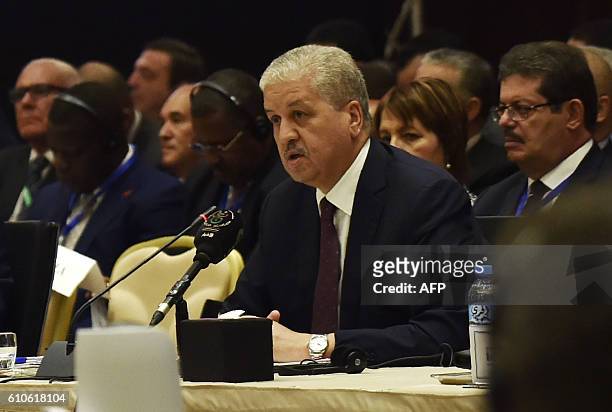 Algerian Prime Minister Abdelmalek Sellal attends the opening session of the 15th International Energy Forum in Algiers on September 27, 2016. Oil...