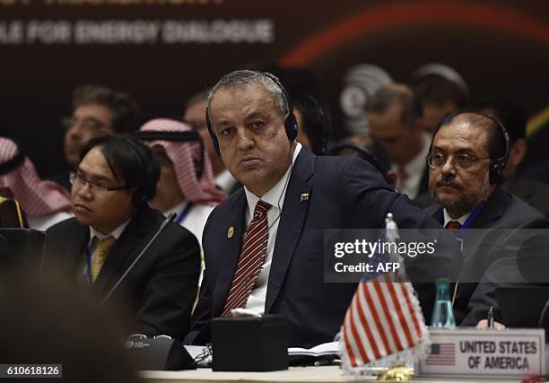 Venezuelan Oil Minister Eulogio del Pino attends the opening session of the 15th International Energy Forum in Algiers on September 27, 2016. Oil...