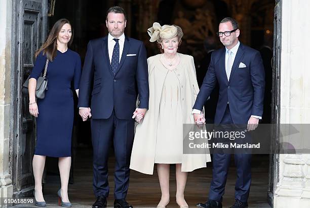 Helen Joyce Wogan with her children Katherine, Alan and Mark attend a memorial service for the late Sir Terry Wogan at Westminster Abbey on September...