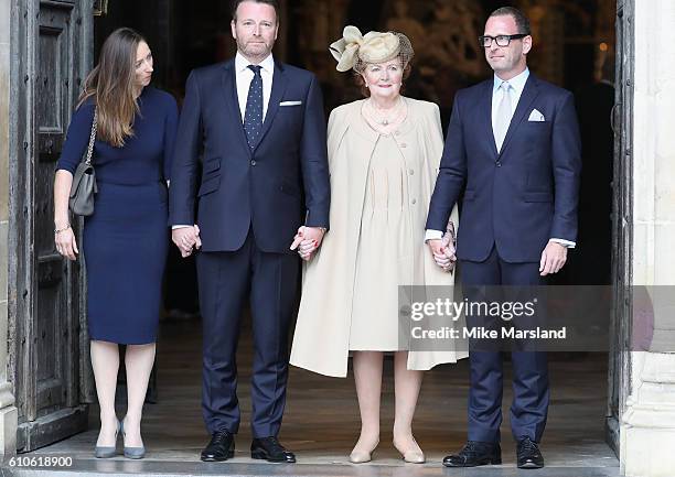 Helen Joyce Wogan with her children Katherine, Alan and Mark attend a memorial service for the late Sir Terry Wogan at Westminster Abbey on September...