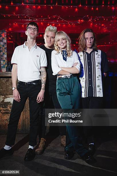 Joshua Rumble, Harry Balazs, Laura Hayden and Charles Monneraud of Anteros photographed at The Waiting Room on September 26, 2016 in London, England.