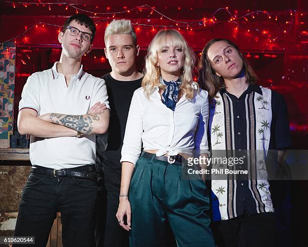 Joshua Rumble, Harry Balazs, Laura Hayden and Charles Monneraud of Anteros photographed at The Waiting Room on September 26, 2016 in London, England.