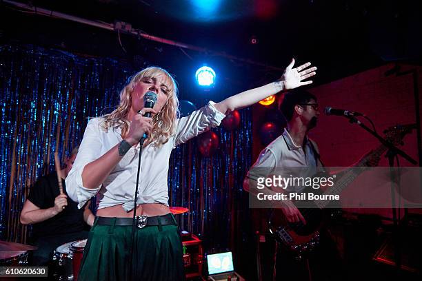 Laura Hayden and Joshua Rumble of Anteros perform live at The Waiting Room on September 26, 2016 in London, England.