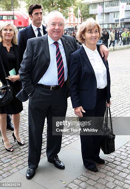 Jimmy Tarbuck and Pauline Tarbuck attend a memorial service for the late Sir Terry Wogan at Westminster Abbey on September 27, 2016 in London,...