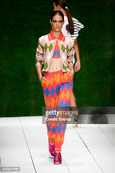 A model walks the runway at the Laura Biagiotti show Milan Fashion ...