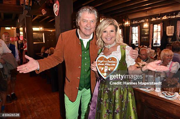 Marianne Hartl and Michael Hartl attend the Charity Lunch at 'Zur Bratwurst' during the Oktoberfest 2016 on September 27, 2016 in Munich, Germany.