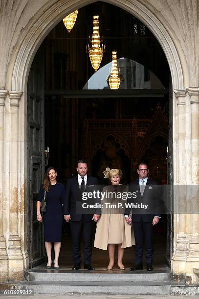 Helen Joyce Wogan with her children Katherine Wogan, Alan Wogan and Mark Wogan attend a memorial service for the late Sir Terry Wogan at Westminster...