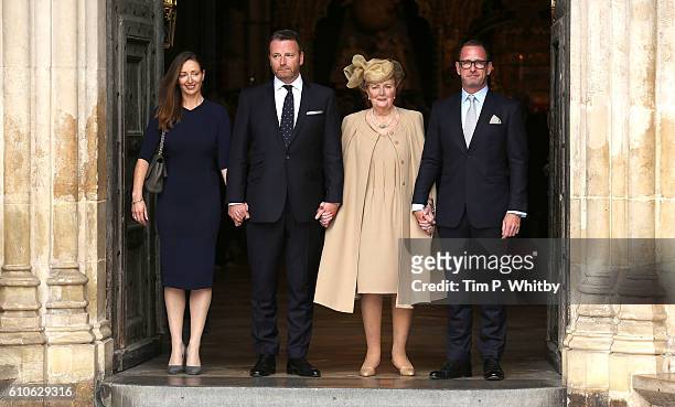 Helen Joyce Wogan with her children Katherine Wogan, Alan Wogan and Mark Wogan attend a memorial service for the late Sir Terry Wogan at Westminster...