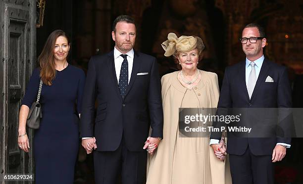 Helen Joyce Wogan with her children Katherine Wogan, Alan Wogan and Mark Wogan attend a memorial service for the late Sir Terry Wogan at Westminster...