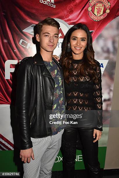 Leonard Trierweiler and TV presenter Leila Ben Khalifa attends FIFA Xperience at Cercle Cadet on September 26, 2016 in Paris, France.