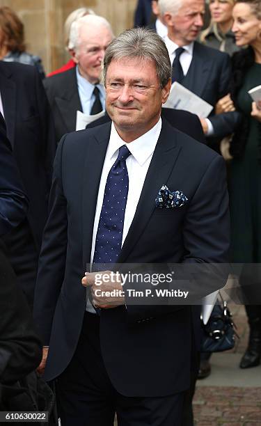 Alan Titchmarsh departs after attending a memorial service for the late Sir Terry Wogan at Westminster Abbey on September 27, 2016 in London, England.