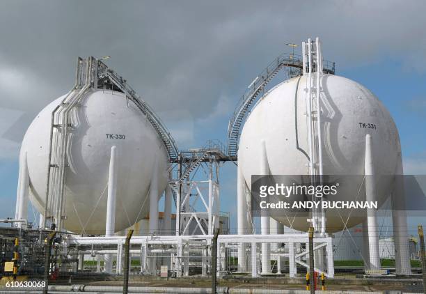 General views of the INEOS plant in Grangemouth as the first shipment of shale gas from the United States arrived in Britain on September 27, 2016. -...