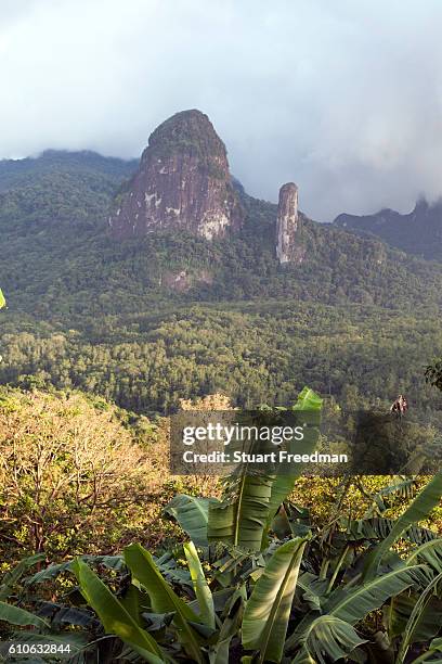 The Pico de Príncipe and the Pico Cão Grande, the two highest mountains on the island, Principe, Sao Tome and Principe Sao Tome and Principe, are two...