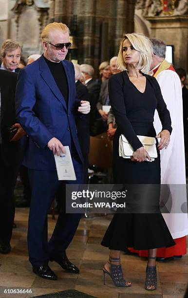 Chris Evans and wife Natasha Shishmanian leave Westminster Abbey, London, following a memorial service for the late Sir Terry Wogan at Westminster...
