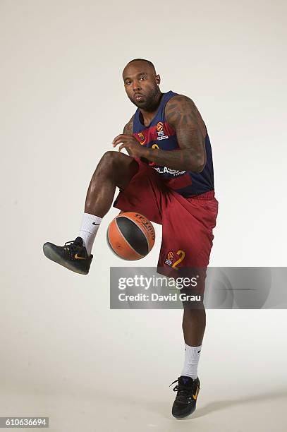 Tyrese Rice, #2 of FC Barcelona Lassa poses during the 2016/2017 Turkish Airlines EuroLeague Media Day at Palau Blaugrana on September 26, 2016 in...