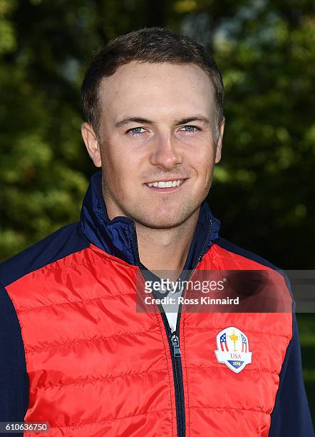 Jordan Spieth of the United States poses during team photocalls prior to the 2016 Ryder Cup at Hazeltine National Golf Club on September 27, 2016 in...