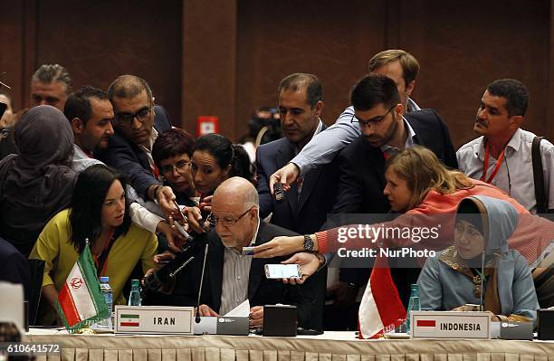 Iranian Oil Minister Bijan Zanganeh attends the 15th International Energy Forum in Algiers on September 27 on the eve of an informal OPEC meeting the...