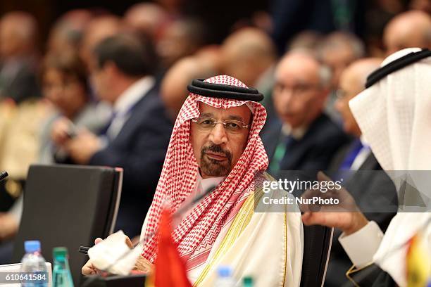 The Saudi Oil Minister Khaled al-Faleh attends the 15th International Energy Forum in Algiers on September 27 on the eve of an informal OPEC meeting...