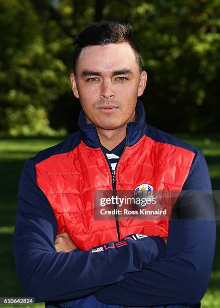 Rickie Fowler of the United States poses during team photocalls prior to the 2016 Ryder Cup at Hazeltine National Golf Club on September 27, 2016 in...