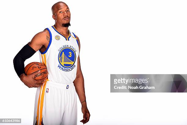 David West of the Golden State Warriors poses for a portrait during NBA Media Day at Oracle Arena in Oakland, California on September 26, 2016. NOTE...