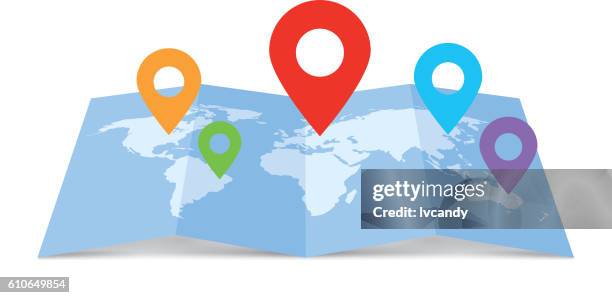 world map - folded map stock illustrations