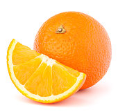 Whole orange fruit and his segment or cantle