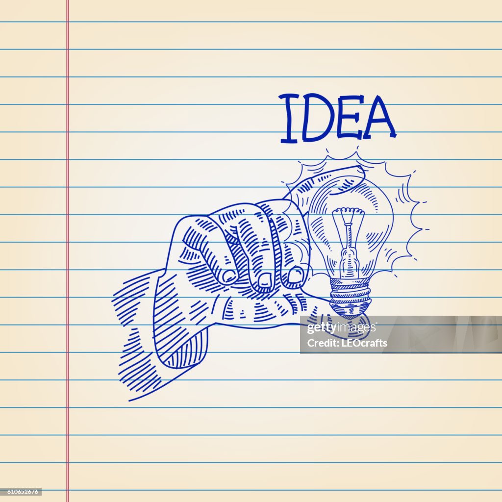 Ide Examples Drawing Idea Concept Drawing On Ruled Paper High-Res Vector Graphic - Getty Images