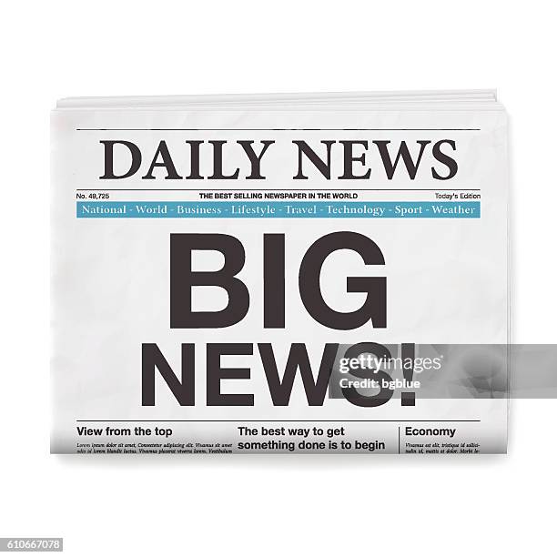 big news! headline. newspaper isolated on white background - large stock illustrations