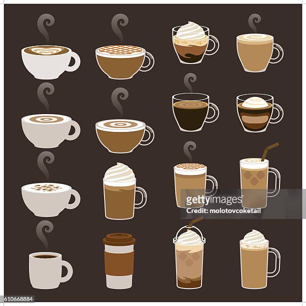 coffee icon sets - caramel stock illustrations