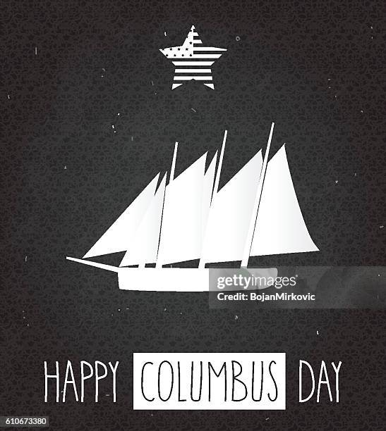 columbus day poster - columbus day stock illustrations