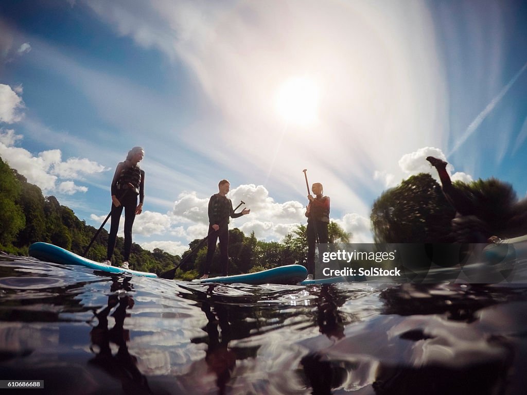 Friends Paddleboarding