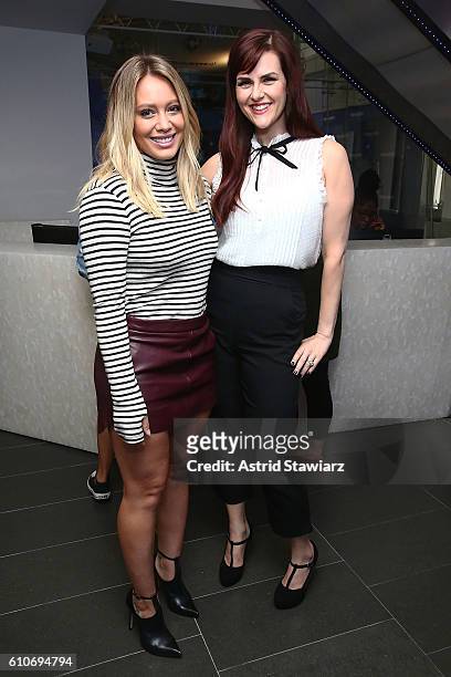 Actresses Hilary Duff and Sara Rue visit the SiriusXM Studios on September 27, 2016 in New York City.