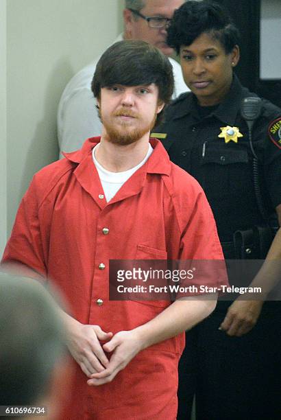 Ethan Couch is brought into Judge Wayne Salvant's court for Couch's adult court hearing at Tim Curry Justice Center on April 13, 2016 in Fort Worth,...