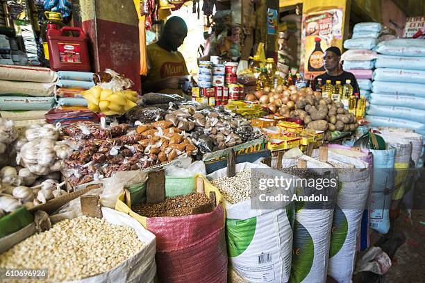 Vendors work at Marché du Kermel in Plateau district in Dakar, Senegal on September 14, 2016.