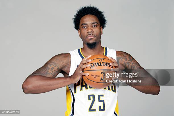 Rakeem Christmas of the Indiana Pacers poses for a portrait during 2016 Media Day at Bankers Life Fieldhouse on September 26, 2016 in Indianapolis,...