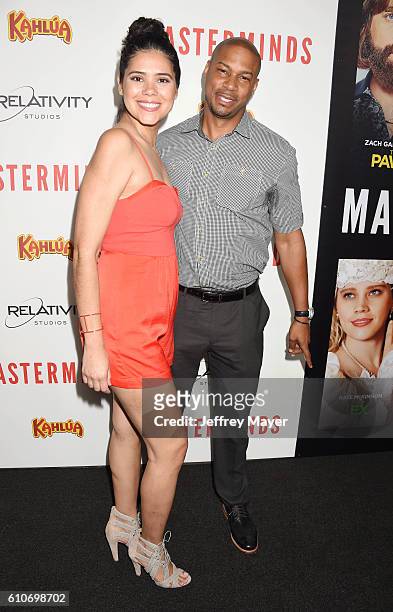 Actor Finesse Mitchell and wife Andriette Adris DeBarge attend the premiere of Relativity Media's 'Masterminds' held at TCL Chinese Theatre on...