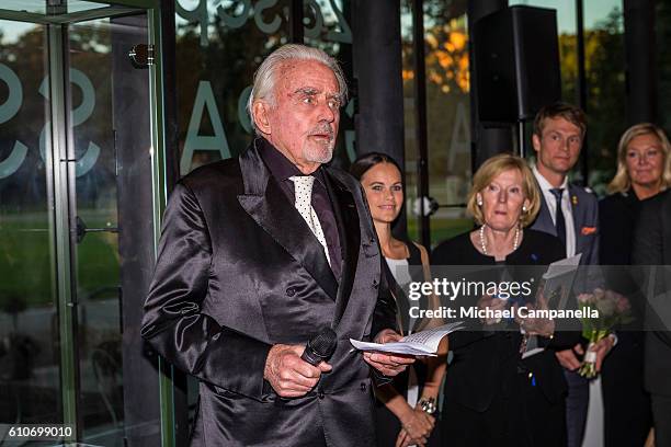 Sven-Harry Karlsson attends the opening of the "Porphyry: The Royal Stone" exhibition at Sven-Harrys art museum on September 27, 2016 in Stockholm,...